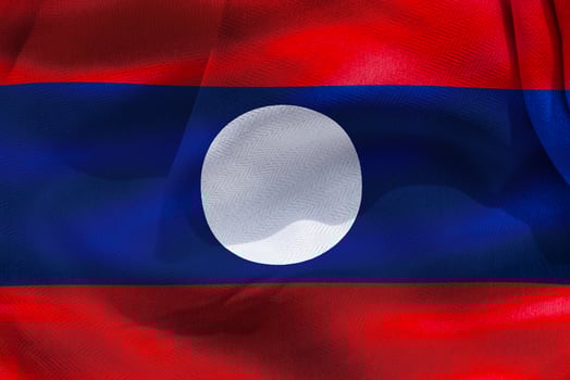 3D-Illustration of a Laos flag - realistic waving fabric flag photo