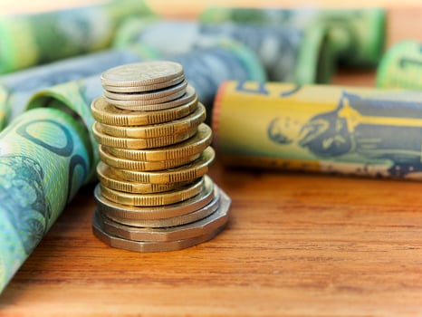 Stacking of Australia coins for saving money concept photo