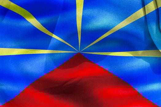 3D-Illustration of a Reunion flag - realistic waving fabric flag photo