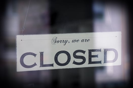 sign saying sorry we are closed photo
