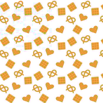 Waffles Seamless Pattern Background or Wallpaper. Waffle, pretzel, cookie photo