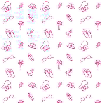 Summer background design banners. Pattern. Poster, greeting card, header for the site, t-shirt and paper design. Pattern with summer symbols. White and pink colors. photo