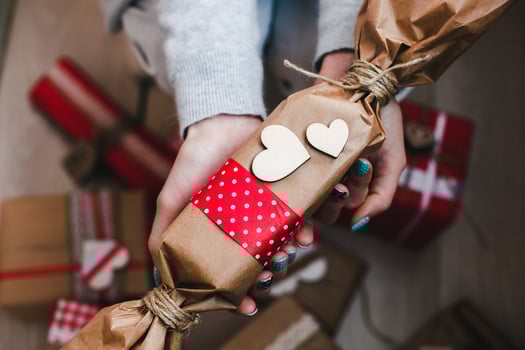 The girl holds in hands charming gift for her loved one photo