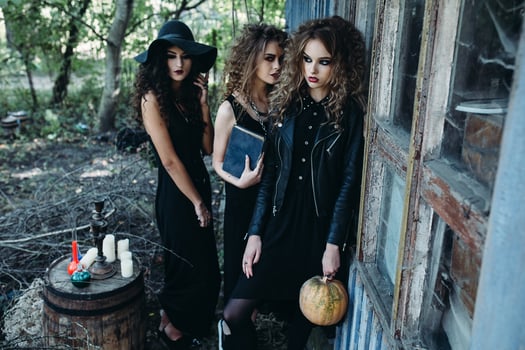 three vintage women as witches photo
