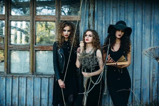 three vintage women as witches photo