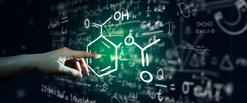 Maths and Science formula on black board. photo