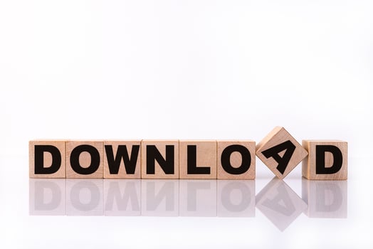 DOWNLOAD word, text, written on wooden cubes, building blocks, over white background with reflection. photo