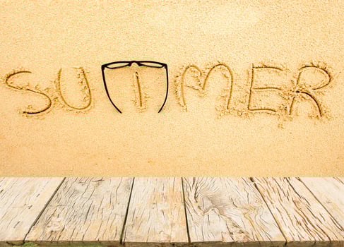 The word summer on the sand photo