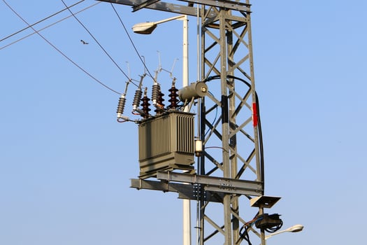 Electrical wires carrying high voltage current. photo