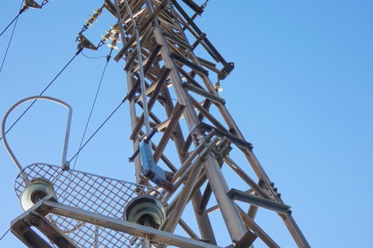 metal towers for transporting electricity, engineering works photo