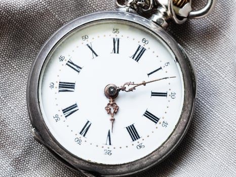 retro pocket watch on gray textile background photo