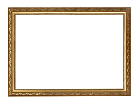 empty narrow golden carved wooden picture frame photo