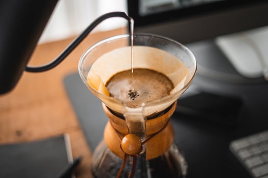 Chemex for brewing coffee,Coffee chemex pour over coffee maker and drip kettle photo