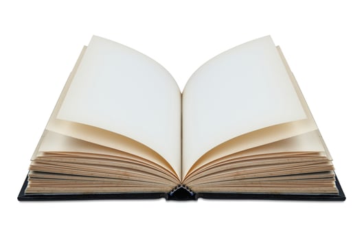 Open book isolated on white background photo
