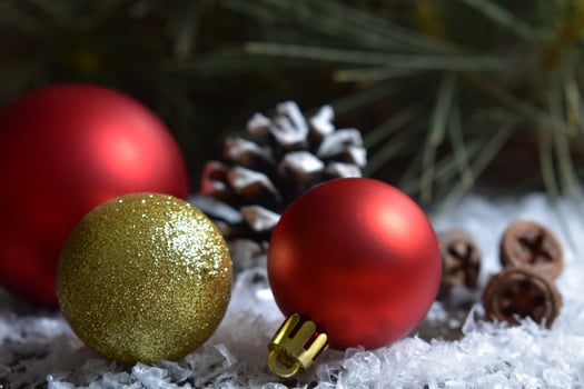 Christmas ball  on wooden decoration photo
