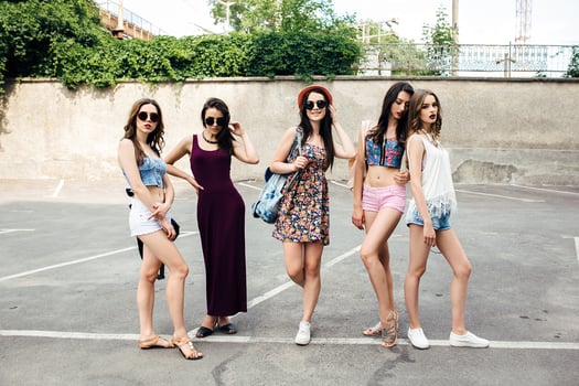 Five beautiful young girls photo