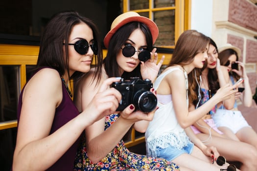 Two young beautiful girls photo