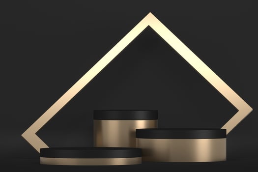 black stage podium for products decoration suitable .3D rendering photo