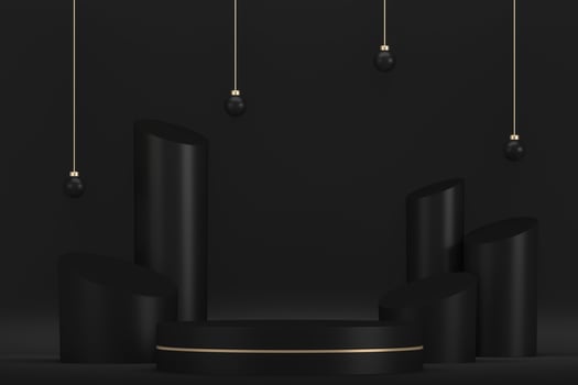 black stage podium decoration suitable for products.3D rendering photo
