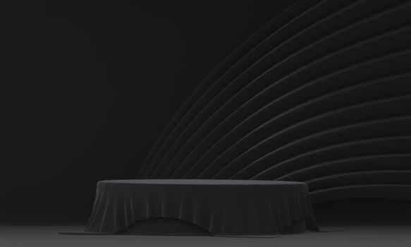 Abstract black stage podium decoration suitable for products.3D rendering photo