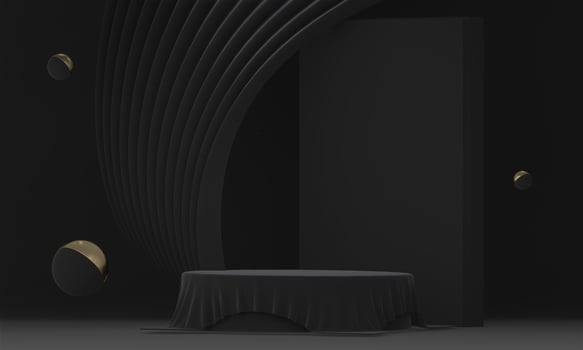 Abstract black stage podium decoration suitable for products.3D rendering photo