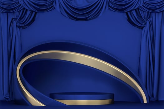 pedestal blue on blue background for the presentation . 3D rendering photo