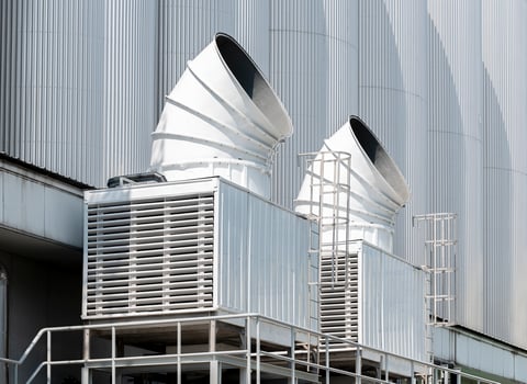 Cooling water tower on rooftop industry plant photo
