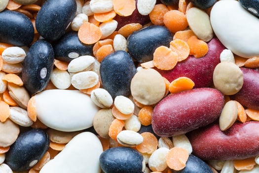 beans, lentils and pearl barley mix close up photo