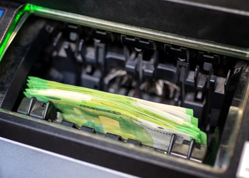 Euros in cash machine photo