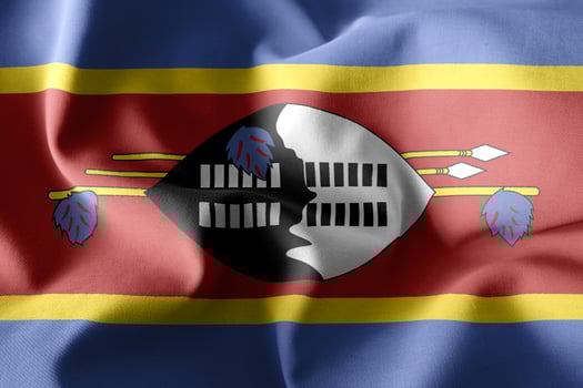 3d realistic waving silk flag of Eswatini photo