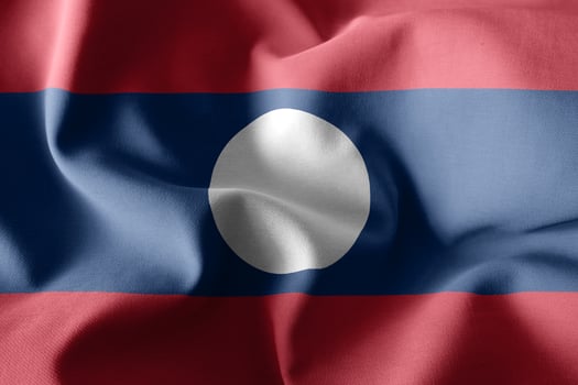 3d rendering waving silk flag of Laos photo