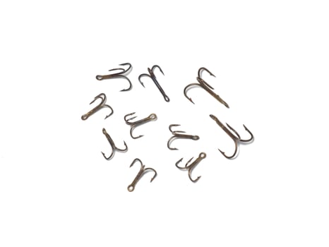 Triple hooks on a white background. photo