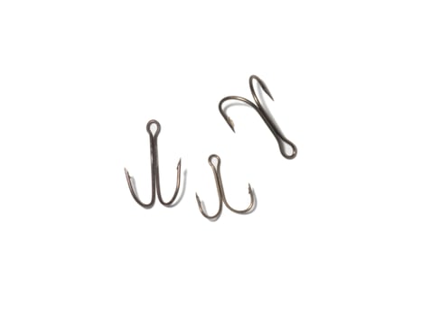 Double hooks on a white background. Fishing. photo