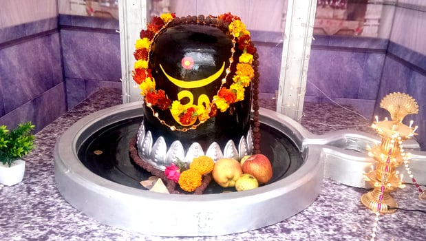 closeup of Hindu god Shiva linga,representation of lord,used for offering prayers photo