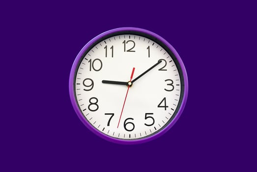 Isolated analog clock with clipping paths. photo