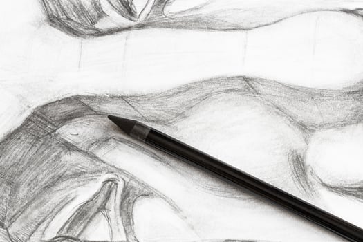 graphite pencil on drawing of male nose photo