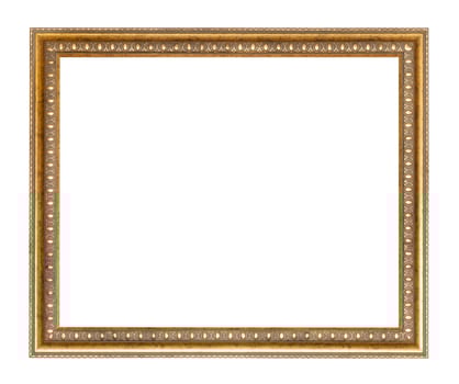 empty wide golden carved wooden picture frame photo