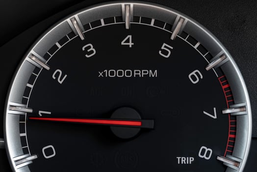 Tachometer Gauge of Starting Car, close-up macro photo. photo