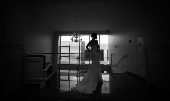bride posing on wedding day photo