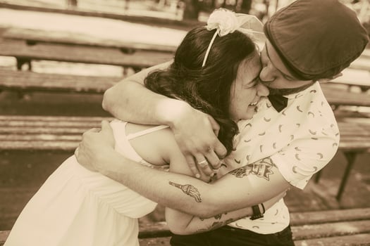 beautiful couple in park photo
