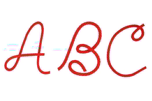 Red fiber rope bent in the form of letter photo