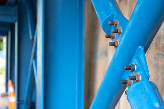 Scaffolding steel frame at construction site photo