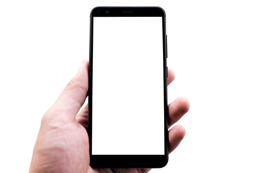 Black mobile smart phone mock up on white background photo