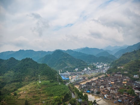Beautiful View on the Highway road from zhangjiajie city to fenghuang County in Hunan province china photo
