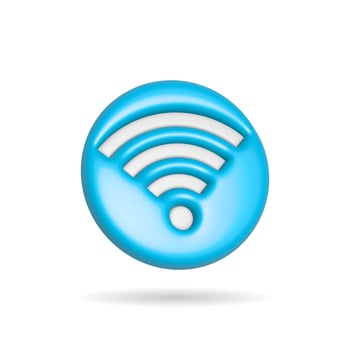3d rendering wifi radio signal icon. Illustration with shadow isolated on white. photo