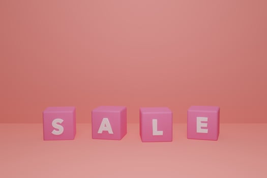 Inscription on cubes in 3D space SALE. photo