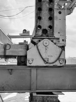 This is the steel structure of a launcher gantry that will be used for erection precast concrete I Girder. photo