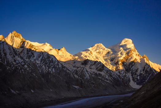 Snow cover top of himalayan moutain, North of India photo