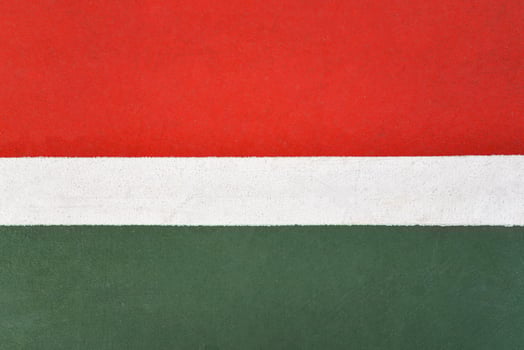 Green and red floor colorful painted on court sport outdoors with white line background photo