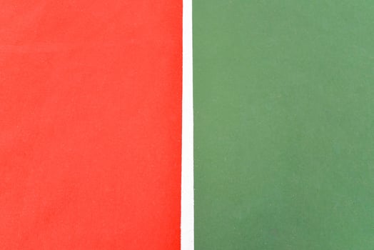 Green and red floor colorful painted on court sport outdoors with white line background photo